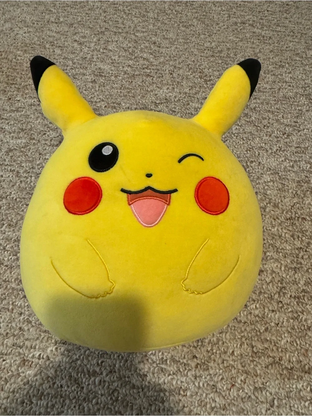 Pikachu Yellow Plush Toy - Cute Winking Pocket Monster